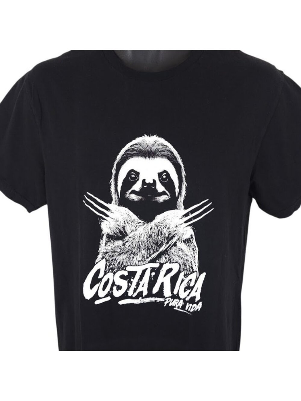 Costa Rica T Shirt Mens Size Medium Black Sloth Wolverine Pura Vida Travel Tee